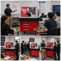 Tour CNC miniature SIEG De14(iKC14) avec portée de 420 mm, tourelle à 8 postes A2-6, moteur 5,5 kW, lit incliné et convoyeur de copeaux