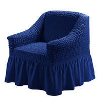 Housse de fauteuil moderne en gaze bulle multicolore, extensible et élastique, avec jupe à volants, pour canapé, texture lavée à la maison
