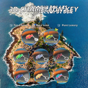 คาราบิเนอร์พิมพ์ลายกิ้งก่า3D ขายดีพวงกุญแจพีวีซีแบบชิ้นเดียวเคลื่อนย้ายได้งานฝีมือพลาสติกน่ารัก - Product Image 2