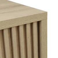 Table basse moderne du milieu du siècle, étagère ouverte à deux niveaux, table centrale à texture en bois au design cannelé pour le salon