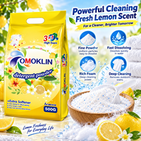 OMOKLIN Poudre Détergente Moussante au Citron 500G Emballage Jaune Fournisseur d'Usine Vente en Gros Savon en Poudre Enzymatique pour Linge