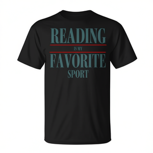 T-shirt « La lecture est mon sport préféré » avec citation pour les amoureux des livres, design noir, vêtements unisexes pour hommes et femmes - Product Image 2