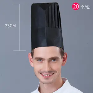 Chapeau de chef d'été jetable Chapeau en papier 20 packs chapeau de cuisine respirant pour hommes et femmes blanc