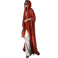 Abaya ouverte musulmane Hafizah 2026 Dubaï de luxe en satin uni multicolore, coupe ample, tenue modeste