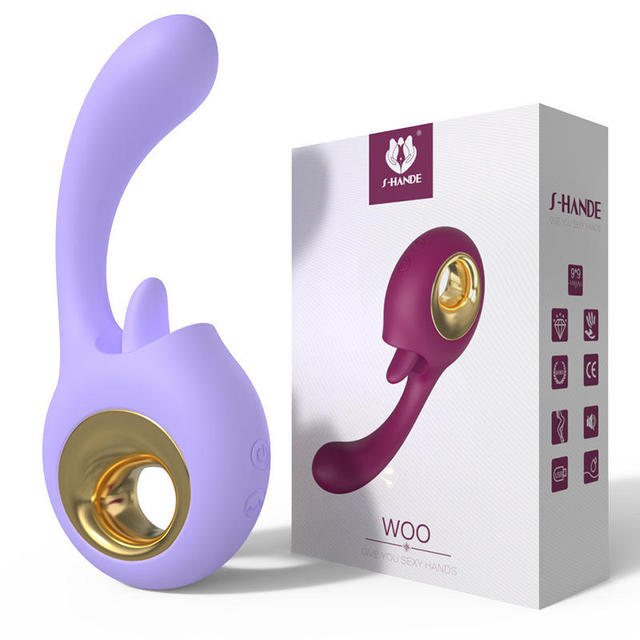 Mini Strong Vibration G-Spot Clitoral Dual Stimulation Tongue Licking Sex Vibrator Wand 10-Speed Manual USB Wet for Adults