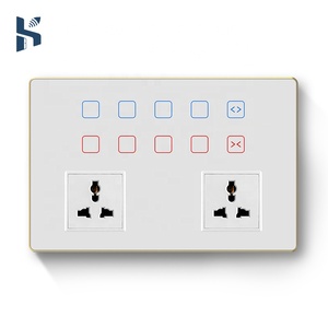 Interruttore a Muro Smart WiFi con Pannello Touch in Vetro Temperato e Cornice Metallica, Doppia Presa 10A 100-240V, Controllo App per Illuminazione e Tende - Product Image 1