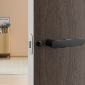 2026 Italian Minimalist Modern Entry Privacy <strong>Door</strong> Lever <strong>Knob</strong> Matt Black Zinc Alloy for Indoor <strong>Bedroom</strong> Silent Ecological Hotels - Product Image 1