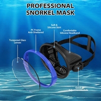 Masque de plongée ovale pour la pêche sous-marine, masque de plongée libre à fenêtre unique, lentilles en verre trempé en silicone, anti-buée, pour la pêche sous-marine