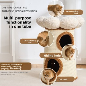 Structure d'escalade pour <span class=keywords><strong>chat</strong></span> intégrée avec nid et griffoir, design compact à deux niveaux en sisal pour petits appartements - Product Image 2