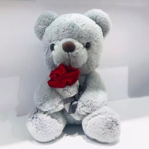 Oso de peluche rosa, peluche gris, oso con rosa roja, oso de peluche de San Valentín, oso de peluche de regalo. - Product Image 4