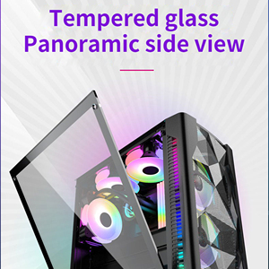 <span class=keywords><strong>Torre</strong></span> completa ATX/MATX/ITX <span class=keywords><strong>PC</strong></span> <span class=keywords><strong>Gaming</strong></span> Desktop Case con vidrio templado Panel frontal USB y puertos de audio RGB Fan <span class=keywords><strong>Precio</strong></span> de fábrica - Product Image 4