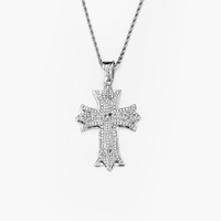 Collier en alliage vintage NL2217 avec pendentif croix serti de diamants, vente en gros d'usine