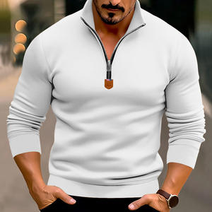 Suéter de Hombre para Otoño/Invierno, Color Sólido, Manga Larga, Cuello Alto con Media Cremallera, Estilo Casual Europeo Americano, Anti-Pilling - Product Image 3