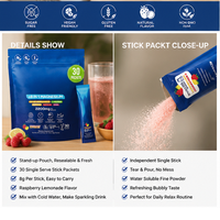 Sachets individuels personnalisés OEM/ODM de magnésium, ashwagandha, safran, vitamine D3 et théanine pour adultes : soutien du stress, de l'humeur, du cortisol et du sommeil