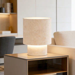 Lampe de table à prix d'usine, base en porcelaine blanche avec abat-jour en tissu, lampe de lecture pour chambre à coucher - Product Image 1