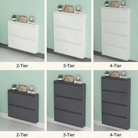 Meuble à chaussures en acier avec 3 tiroirs basculants, organisateur de rangement peu encombrant pour entrée, salon, couloir