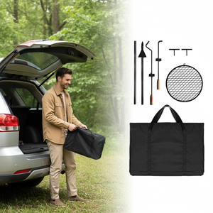 Parrilla Giratoria 360° Resistente para Fogatas, Rejilla Ajustable en Altura para Fogatas, Parrilla para Asar al Aire Libre <span class=keywords><strong>con</strong></span> Bolsa <span class=keywords><strong>de</strong></span> Transporte - Product Image 4