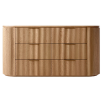 Commode à 6 tiroirs en chêne massif de style nordique moderne de la série Byron, fabriquée à la main, autoportante, pour chambre à coucher, en acier inoxydable, écologique
