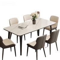 Table à manger rectangulaire moderne et durable de luxe ensemble 4 chaises en pierre frittée meubles en métal design salle à manger