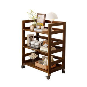 All Solid Wood Storage Rack Multi-layer Shelf, <strong>Small</strong> <strong>Bookshelf</strong> Display Rack, Household Mobile <strong>Bookshelf</strong> - Product Image 2