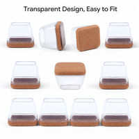Protège-pieds carrés transparents et durables pour meubles, avec protections en feutre de silicone anti-rayures, antidérapants et silencieux pour tables