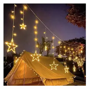Hintcan hot selling LED lampion Star light curtain light Eid Mubarak light for holiday wedding decoration