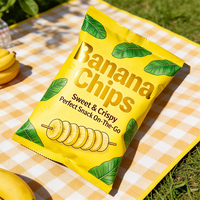 Sacs d'emballage pour snacks en plastique alimentaire en aluminium imprimé sur mesure, sacs scellés à l'arrière pour chips de pommes de terre, chips de bananes, snacks