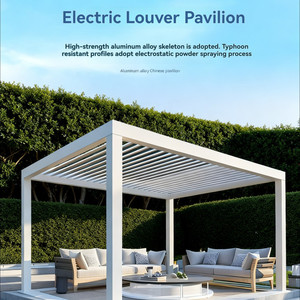 OEM Restaurante Hotel Pavilion Jardín al aire libre Gazebo <span class=keywords><strong>plegable</strong></span> Aluminio Bioclimático Persiana retráctil Pérgola de techo - Product Image 6