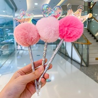 Stylo à bille Star Pen haute fréquence, nouveau design, avec pompon et cœur d'amour, en peluche, pour la Saint-Valentin, fournitures scolaires pour enfants