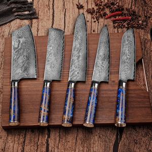 Cuchillo de chef de acero de Damasco de 67 capas con mango de resina de piñón de pino, cuchillo de cocina metálico para el hogar, venta al por mayor - Product Image 3