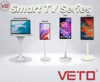 VETO 32 Zoll Tragbarer Kabelloser Smart-TV mit Eingebauter 13MP-Kamera 4K UHD Android Großes Tablet 15000mAh Akku Mobiler Fernseher auf Rädern