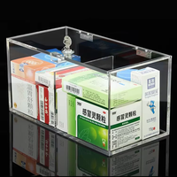 Boîte à médicaments en acrylique transparente personnalisée, boîte de rangement à double compartiment, boîte de rangement multifonctionnelle pour médicaments de bureau à domicile