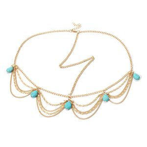 Diadema de Estilo Étnico Bohemio con Borlas Multicapa y Colgante de Turquesa, Chapada en Aleación, para Fiestas, Unisex - Product Image 5