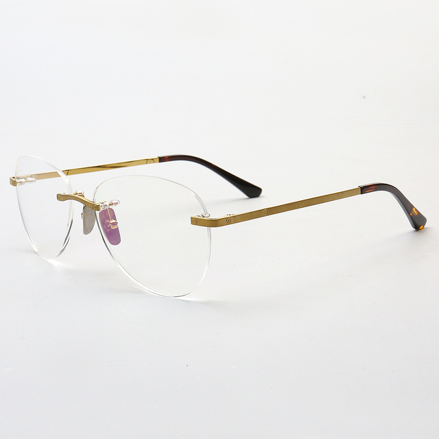 Unisex Frameless Artistic Pure Titanium IP Coating Eyeglass Frame Pilot Style Simple Fashion Ultra-light Custom Logo