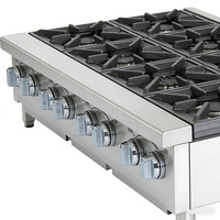 Cuisinière à gaz commerciale de table à 8 brûleurs robuste pour restaurant et restauration pour camion de nourriture