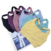 Soutien-gorge de sport transfrontalier pour femme, en Spandex/Nylon, sensation seconde peau, maintien élevé, col en U, 220g, bretelles non réglables, anti-choc