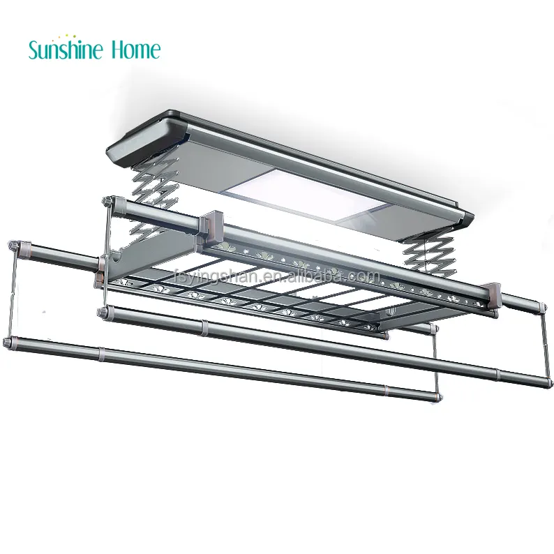 Multifunctional Ceiling Mounted Lifting Electric Cloth Laundry Hanger Automatic Drying Rack Hanging System