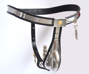 Hete mannen T-vormige roestvrijstalen cock cage SM bondage kuisheidsgordel mannelijk met anale plug sexy onderbroek - Product Image 5