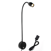 Applique murale LED tactile à intensité variable 3W, lampe de lecture murale USB flexible pour chevet, hôtel, tête de lit