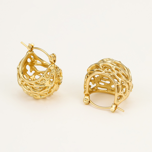 Pendientes de Acero Inoxidable con Forma de Nido de Pájaro Calado en U, Estilo Retro Francés, de Titanio - Product Image 6