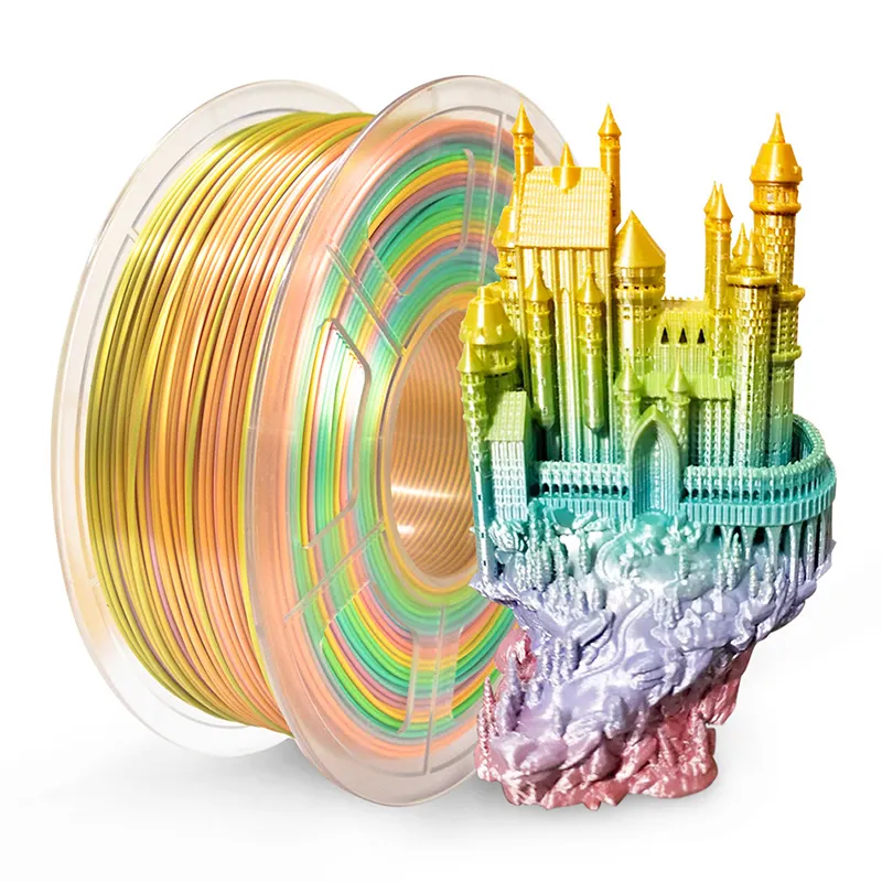 eSUN SGS ROHS PLA Silk Rainbow 3D Printing Filament 1.75mm 1kg For 3D Printer
