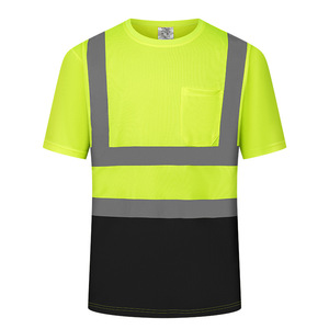 Camiseta de Seguridad de Alta Visibilidad, Tejido Transpirable Tipo Bird's Eye, Cuello Redondo, Reflectante, Manga Corta, Ropa de Trabajo de Construcción - Product Image 2