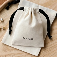 Sac personnalisé avec logo, coton recyclable, motif carré, fermeture à cordon, pochette à bijoux