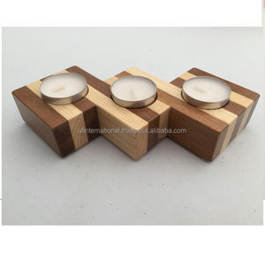 Portavelas de madera con bandeja, 3 piezas, el mejor diseño, color madera natural, la mejor decoración de boda y decoración del hogar - Product Image 2