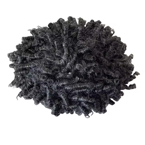 Sistema de cabello rizado de 15mm para hombres Tupé 40% <span class=keywords><strong>Gris</strong></span> 9x7 10x8 Encaje con Pu Indian Hairpiece 1b40 Peluca de cabello <span class=keywords><strong>corto</strong></span> para Anciano - Product Image 4