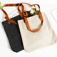 Leather Handle Tote-Canvas-24x13x8