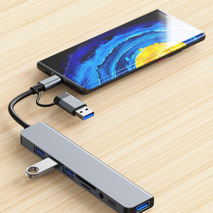 Cổng kết nối đa năng 8 trong 1 <span class=keywords><strong>USB</strong></span> + Type C với bộ chuyển đổi giắc âm thanh 3.5mm, đầu đọc thẻ nhớ <span class=keywords><strong>Micro</strong></span> SD, bộ chuyển đổi ổ đĩa cho laptop, máy tính bảng, điện thoại - Product Image 3