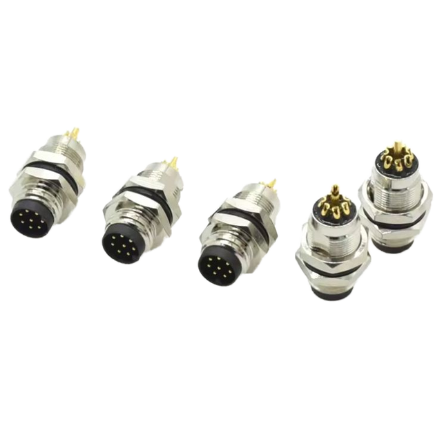 M8 Circular Waterproof Sensor Signal Industrial Socket rear Fastened Panel Mount 8 pin Male Connector
