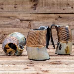 Mug à boire en corne naturelle fait à la main pour la bière, le miel, l'ale et le vin, mug à boire en corne authentique, artisanal, style rustique viking - Product Image 4