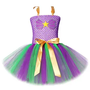 Mardi Gras Costumes Green Purple Gold Mermaid Tutu Skirt for Girl Princess Party Favors